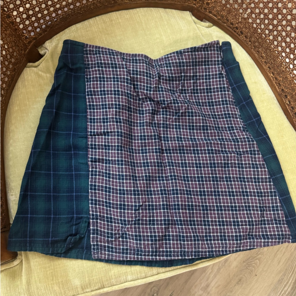 American Eagle Outfitters Mixed Pattern Green and Purple Plaid Skirt